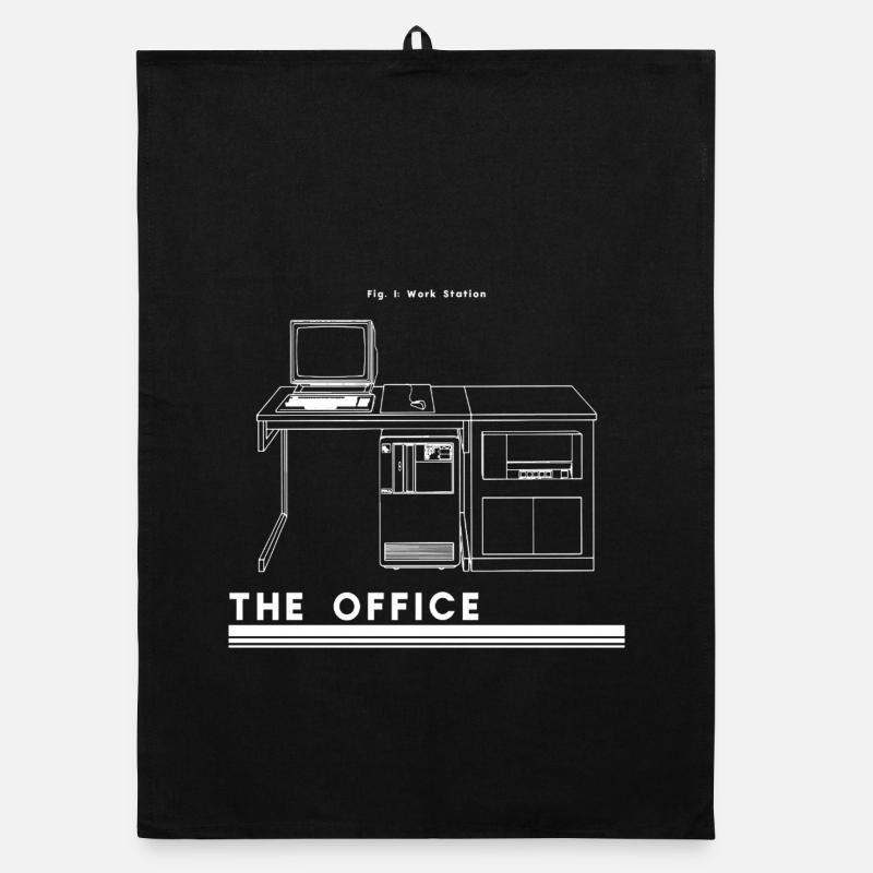 Silhouette de bureau rétro - Torchon bio - noir