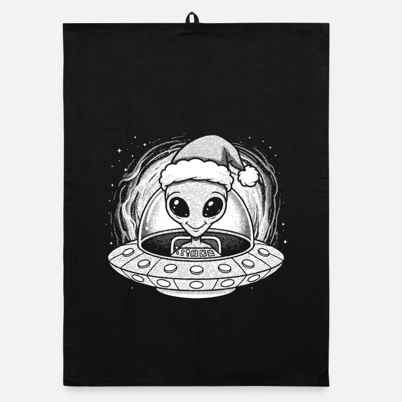 Winteralien im UFO Santa Organic Geschirrtuch