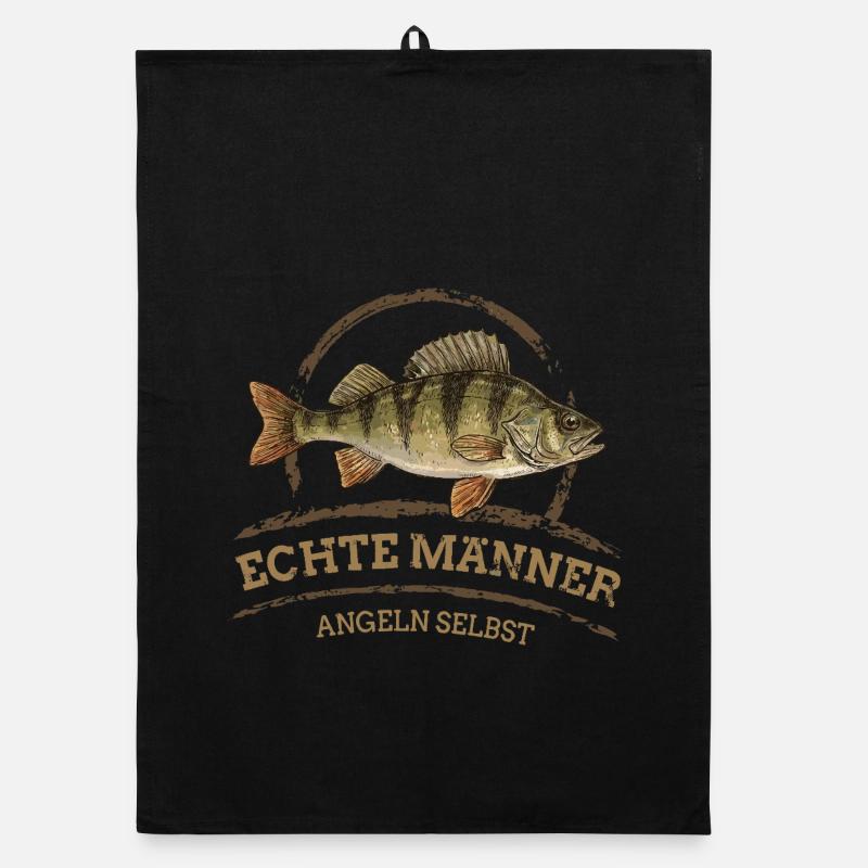 Echte Männer – Angeln Selbst -Barsch Organic Geschirrtuch