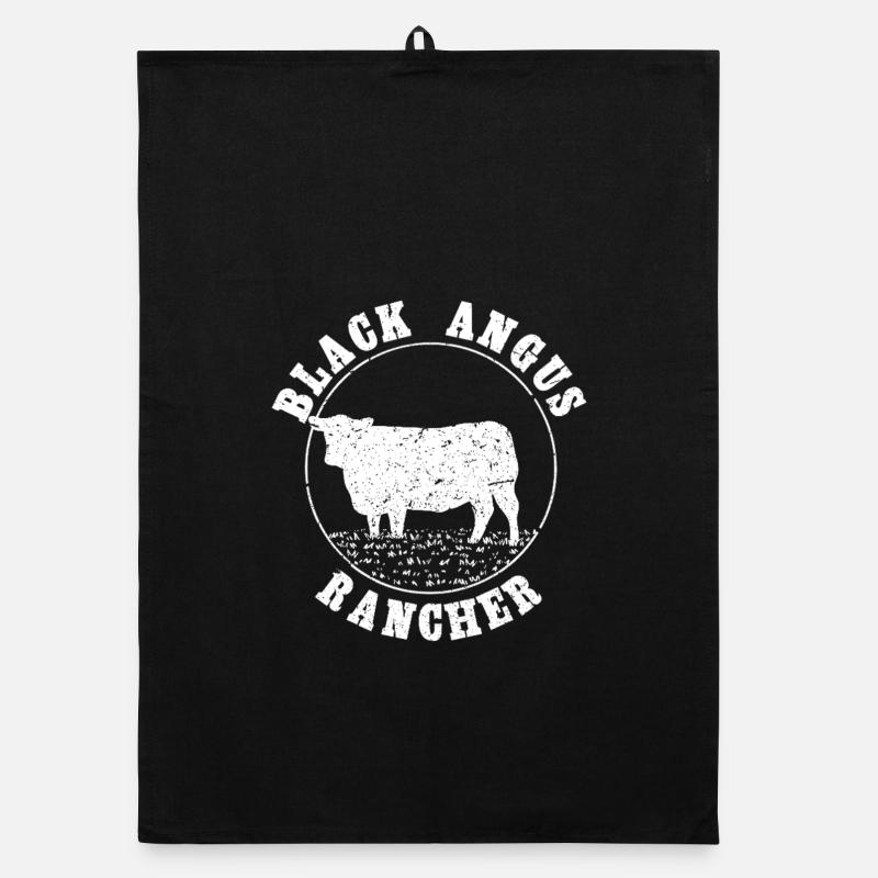 Black Angus Rancher Distressed Cattle Cow Design Organic Geschirrtuch