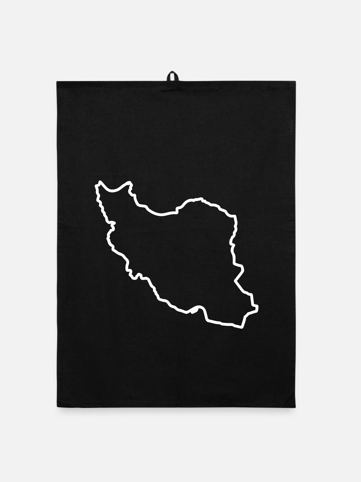 Iran Map Silhouette Persien - Organic Geschirrtuch - Schwarz - Vorne