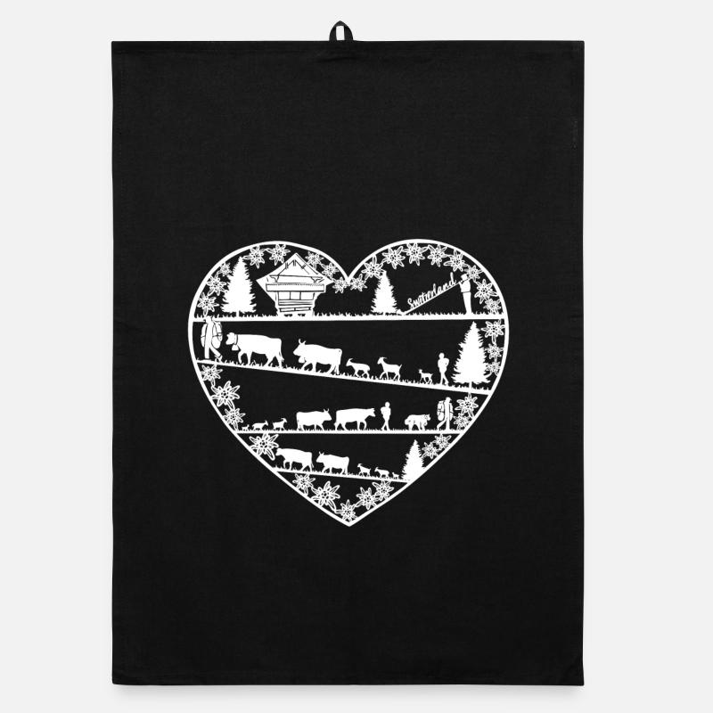 Heart with alpine lift white Organic dish towel