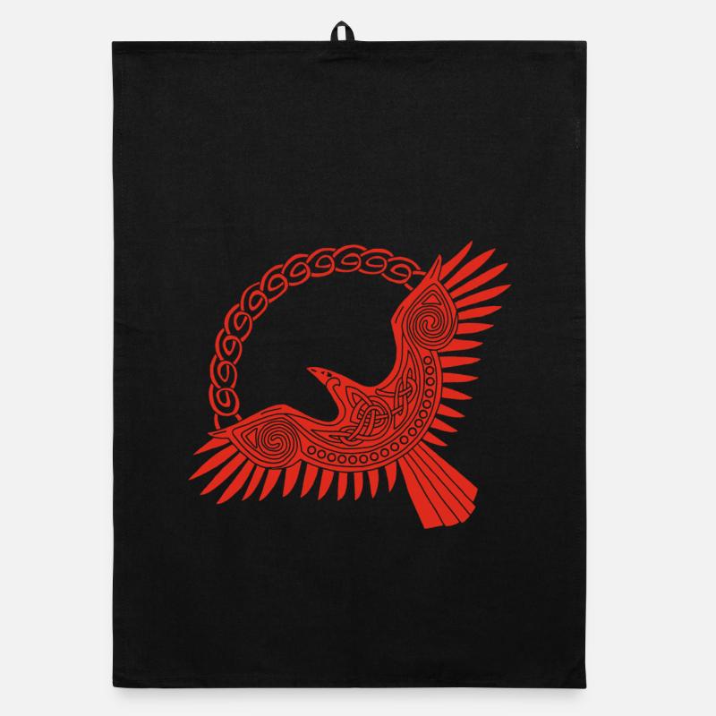Aigle viking rouge - Torchon bio - noir