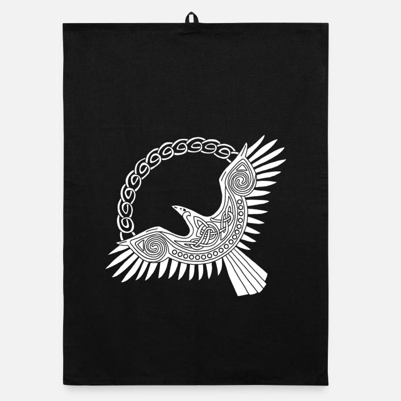 Aigle viking blanc - Torchon bio - noir