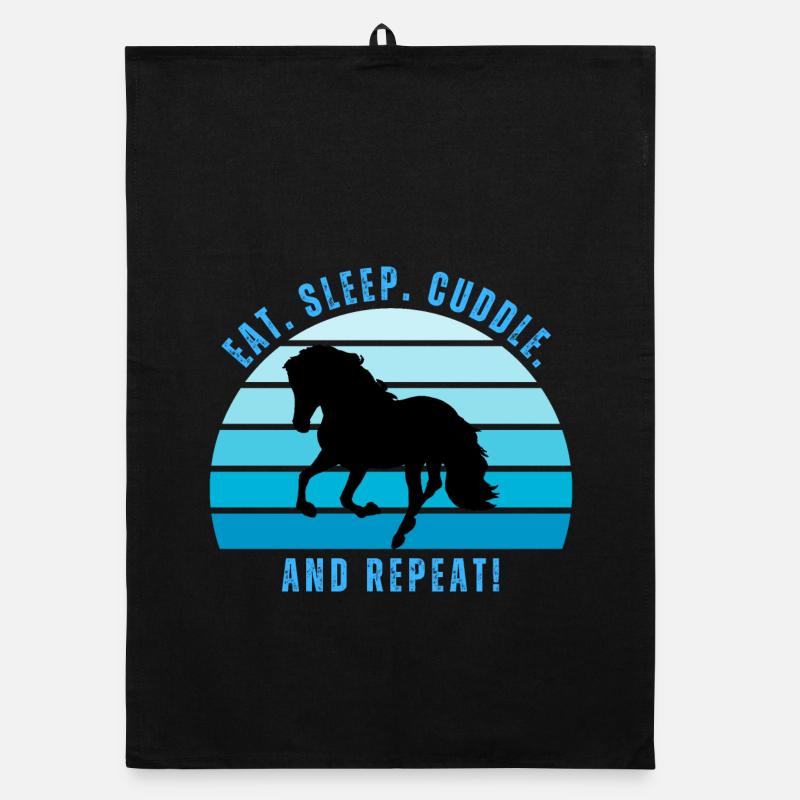 Welsh pony galloping sunset in retro style Organic dish towel