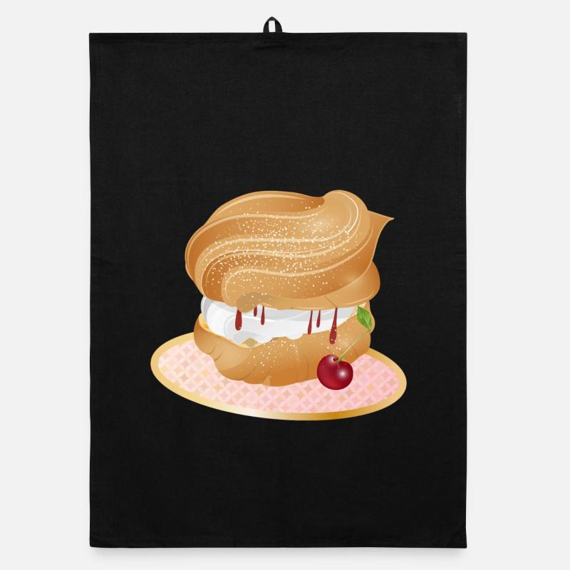 Mit Sahne und Kirsche gefüllter Windbeutel Organic Geschirrtuch