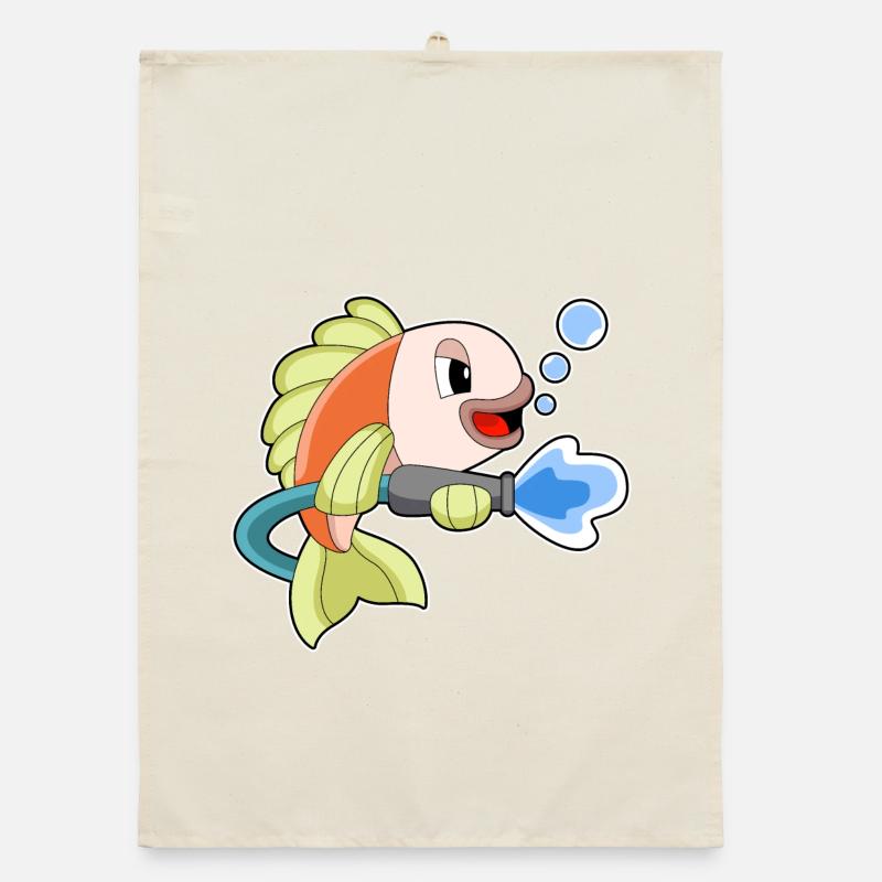 Fish Firefighter Fire Hose Fire Hose Fire Brigade Organic dish towel