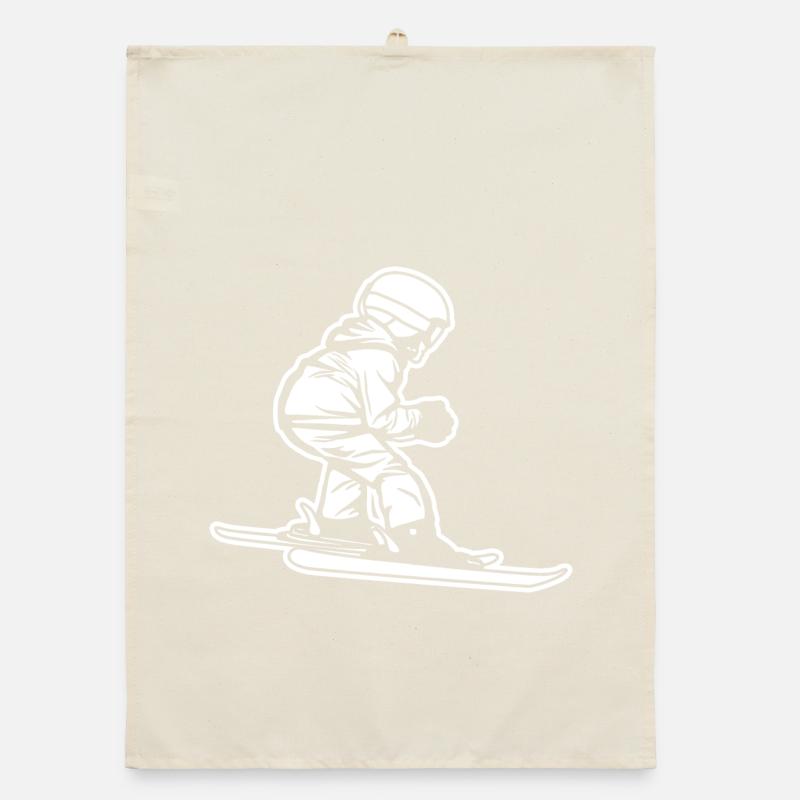 Funny little skier Organic dish towel