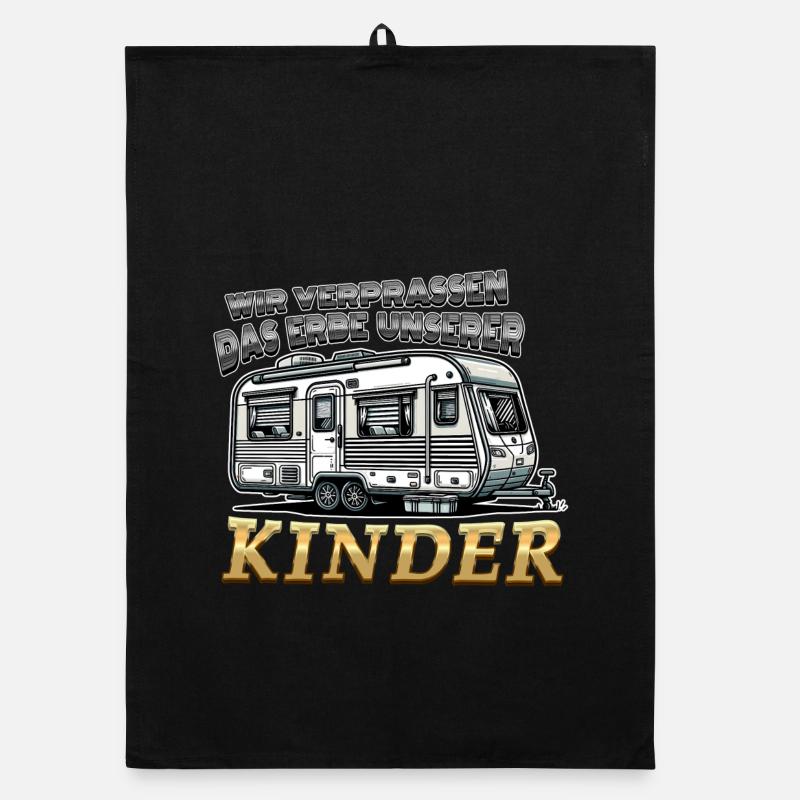 Das Erbe unserer Kinder Lustiger Spruch Wohnwagen - Organic Geschirrtuch - Schwarz