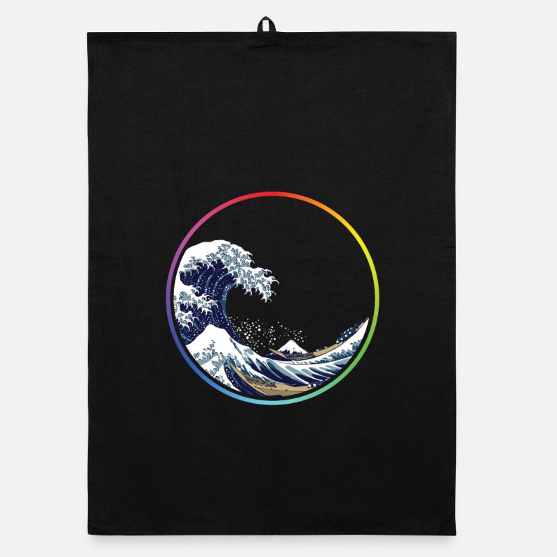 Regenbogen-Wellen-Kreis Organic Geschirrtuch