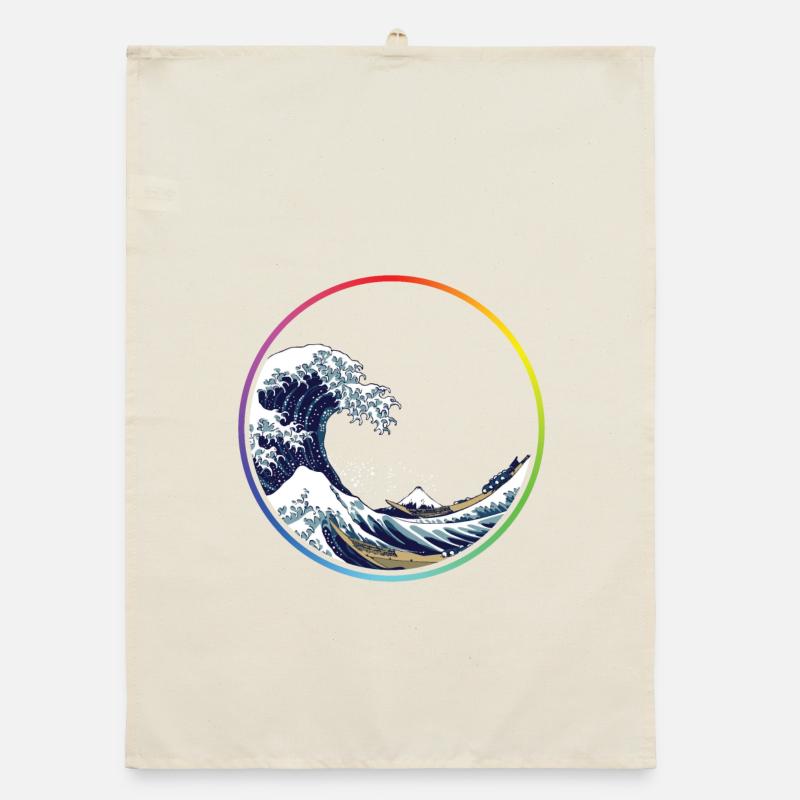 Cercle de vagues arc-en-ciel Torchon bio