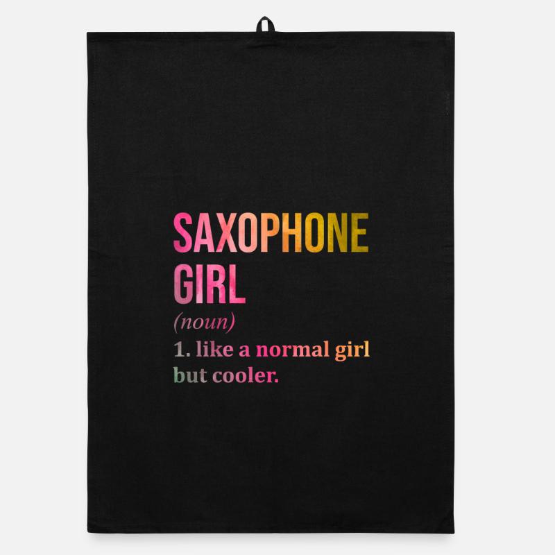 Saxophon - Organic Geschirrtuch - Schwarz