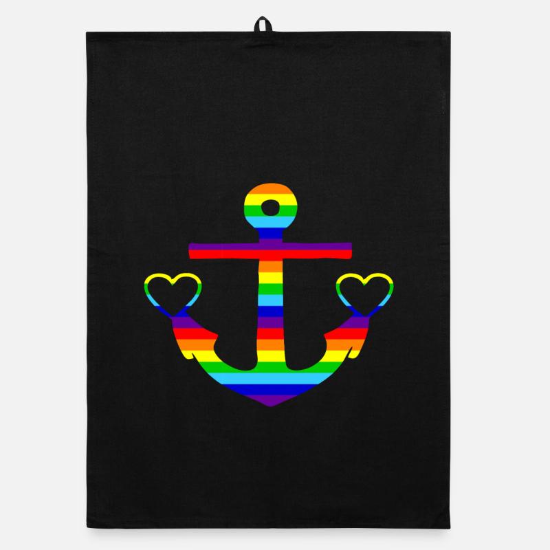 Anker Regenbogen bunt Organic Geschirrtuch