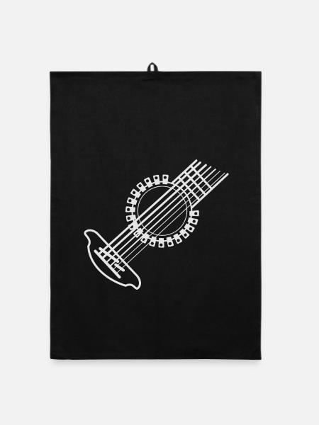 Guitar musician - Organic dish towel - black - Front