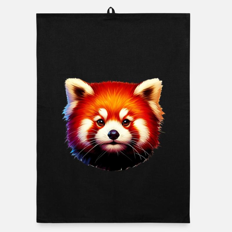 Red panda - Organic dish towel - black