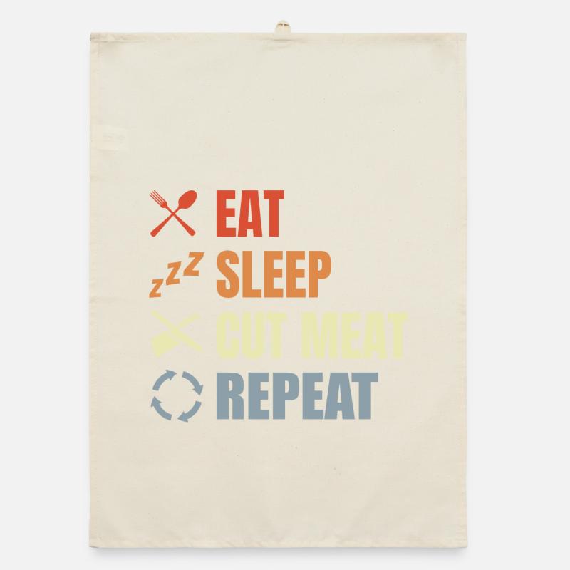 Manger Dormir Viande coupée Répéter Torchon bio