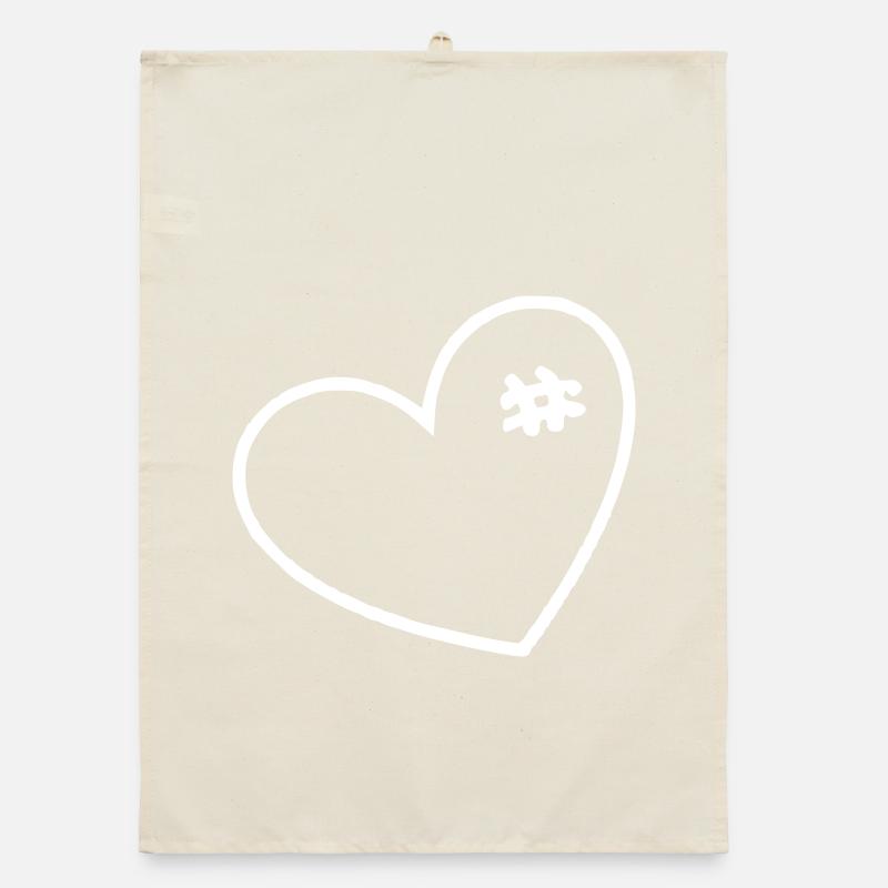 Coeur blanc avec points de suture Torchon bio