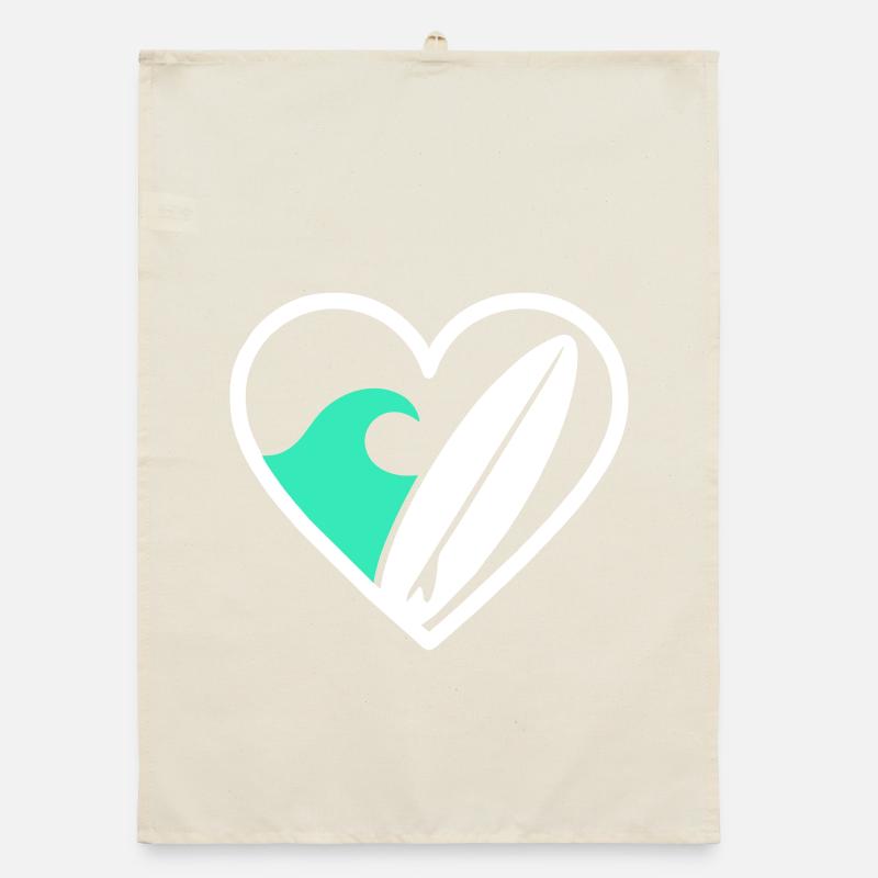 Surf Heart Board Wave Ocean Gift Torchon bio