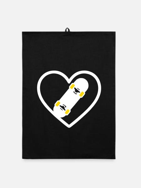 Skateboard Coeur Street Sport Passion - Torchon bio - noir - Devant