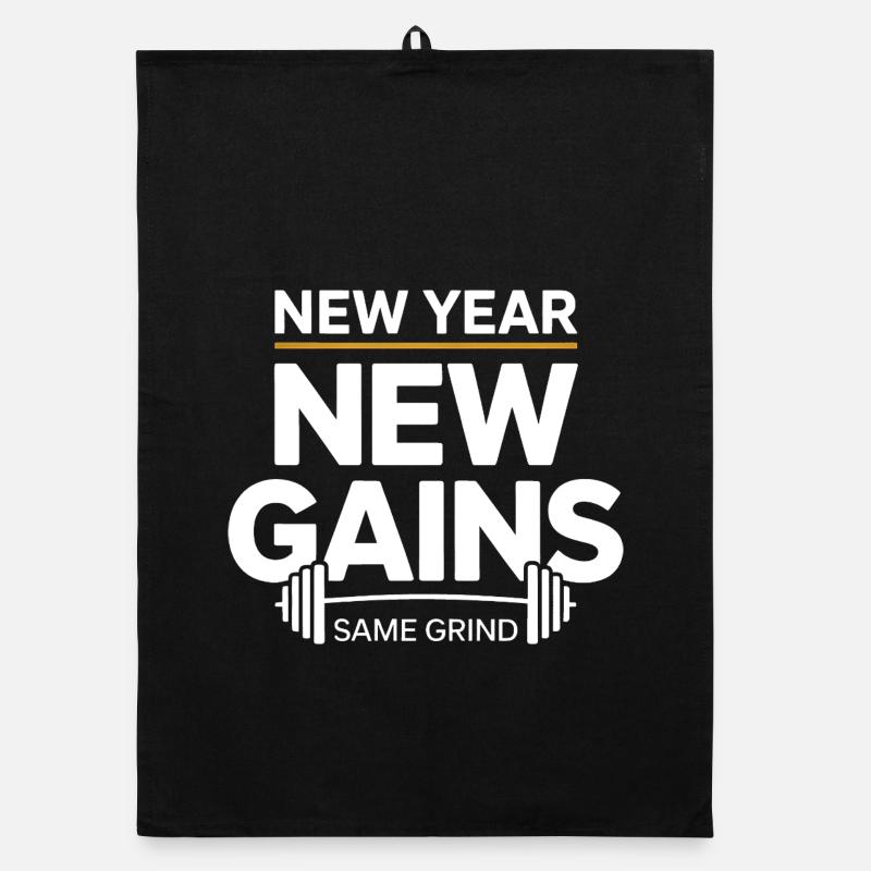 New Year New Gains – Same Grind Gym Spruch Organic Geschirrtuch