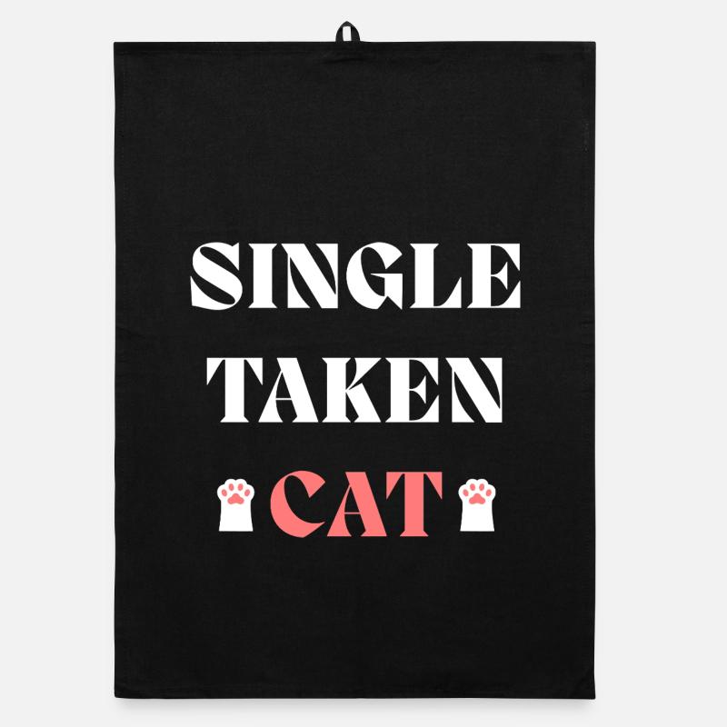 Chat unique pris pour la Saint-Valentin - Torchon bio - noir