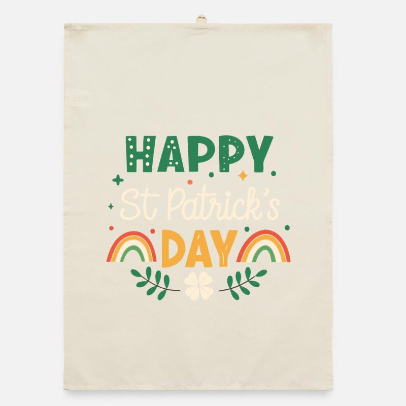 Happy St. Patrick's Day Rainbow Organic dish towel
