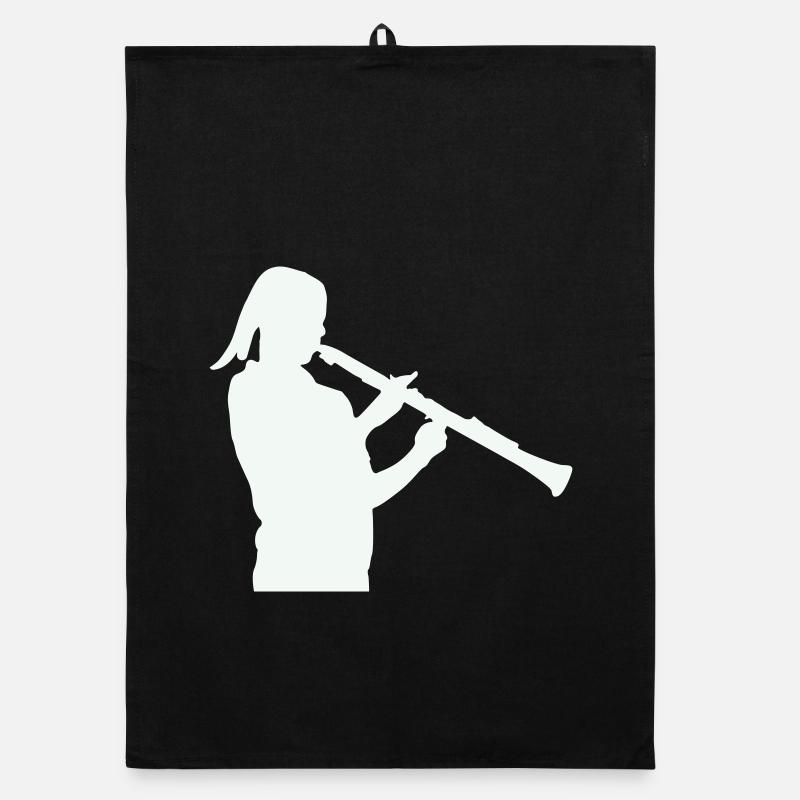 Silhouette mit Klarinette Organic Geschirrtuch