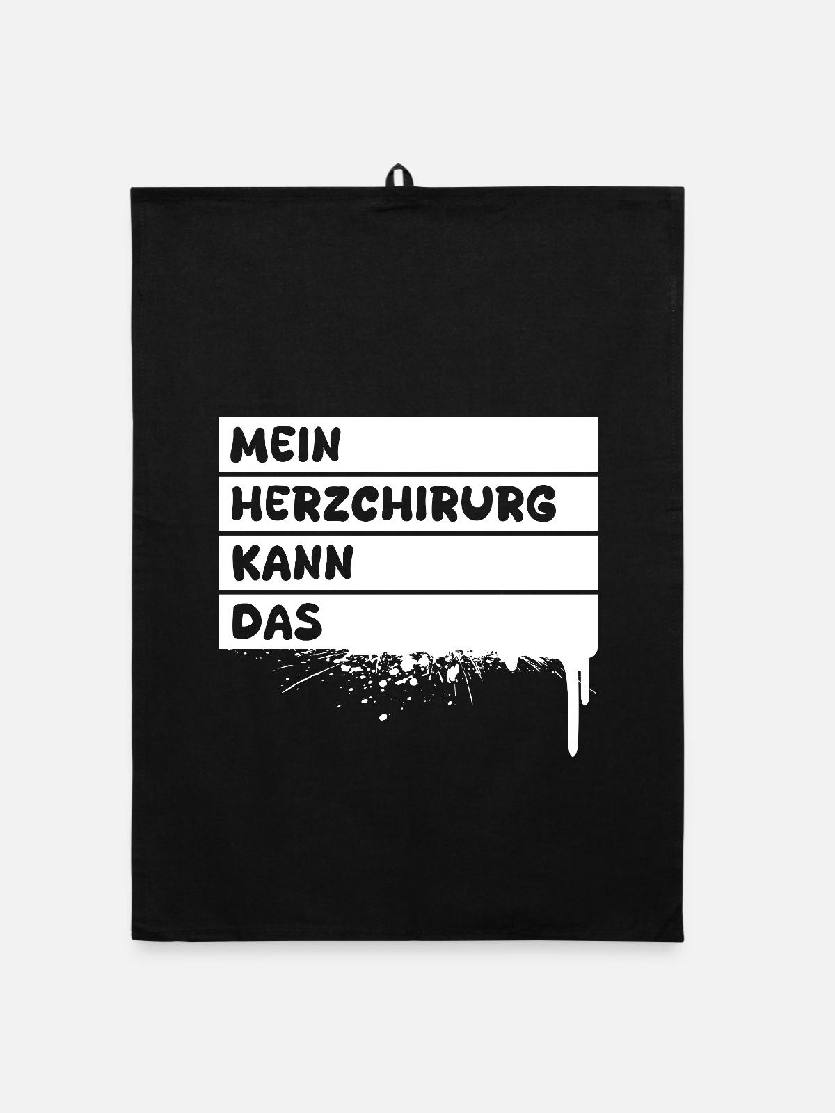 Herzchirurg als Handwerker - Organic Geschirrtuch - Schwarz - Vorne