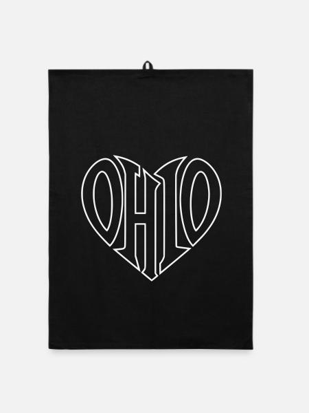 Ohio Herz Typo Emblem - Organic Geschirrtuch - Schwarz - Vorne