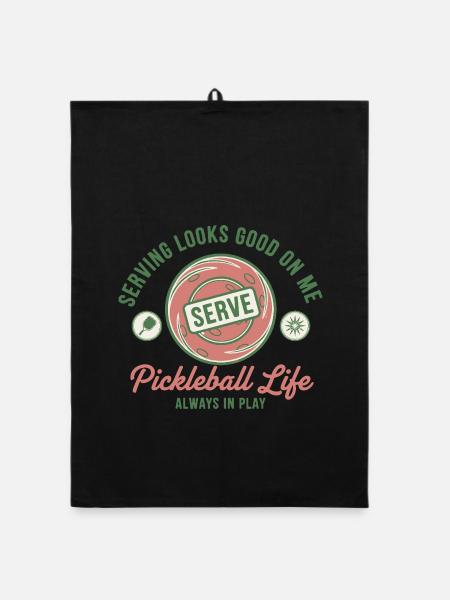 Pickleball-lustiger Spieler liebt Pickleball-Platz - Organic Geschirrtuch - Schwarz - Vorne