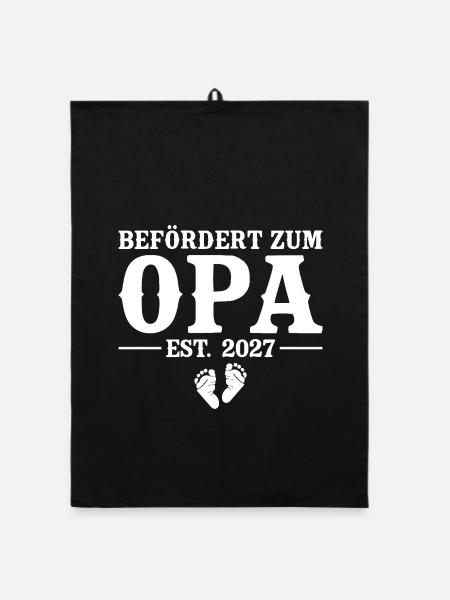 Befördert zum Opa 2027 – Baby Überraschung - Organic Geschirrtuch - Schwarz - Vorne