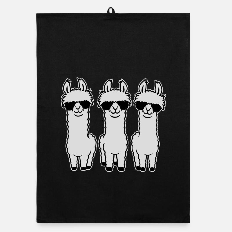 Drei Coole Lamas Reihe Sonnenbrille Lustig Tier Organic Geschirrtuch