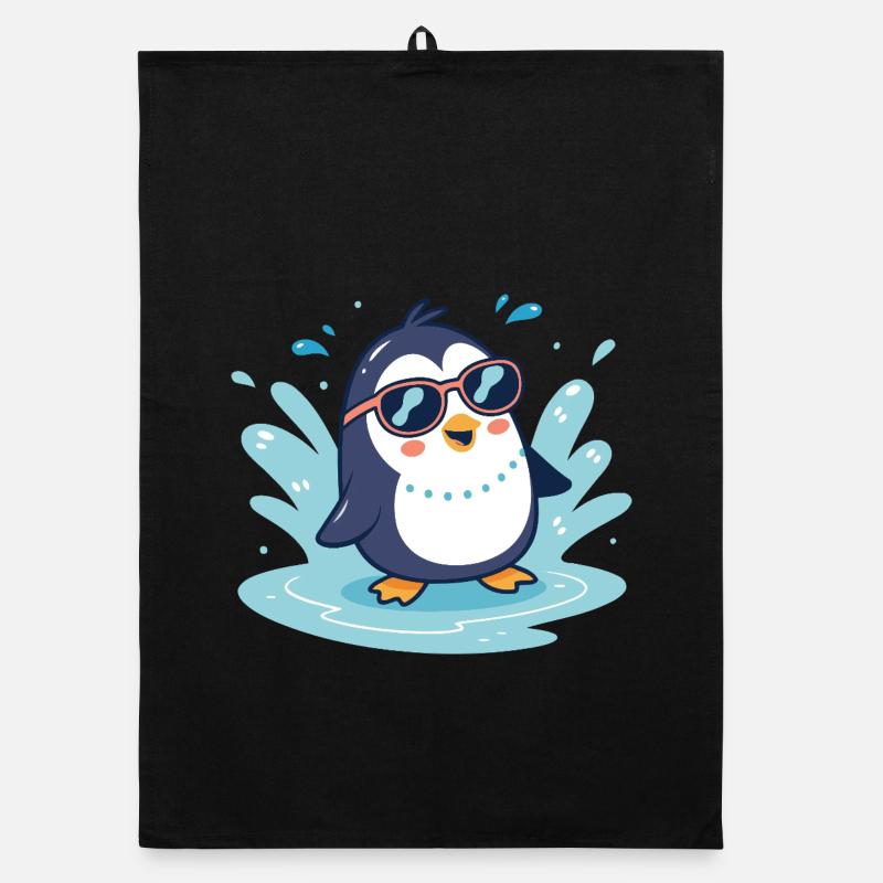 Penguin Sun Splash in Glasses Organic dish towel
