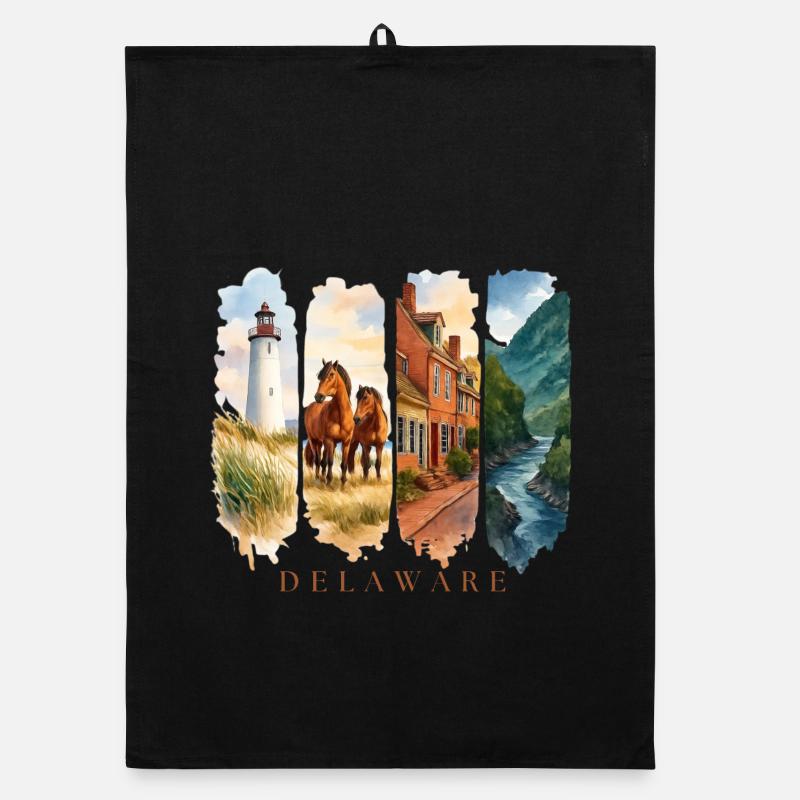 Voyage de vacances dans le Delaware – Motif côtier et phare Torchon bio