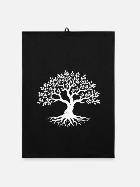 Baum der Lebens - Organic Geschirrtuch - Schwarz - Vorne