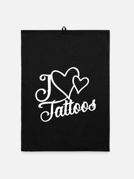 I Love Tattoos - Organic Geschirrtuch - Schwarz - Vorne