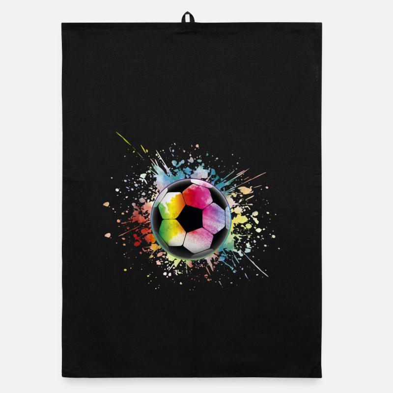 Fußball Regenbogen Bunter Ball - Organic Geschirrtuch - Schwarz