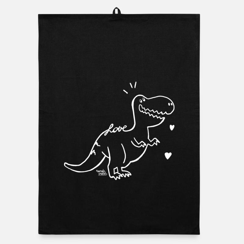 Dinosaure - bébé T-Rex - Torchon bio - noir