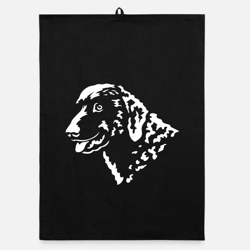 Curly-Coated Retriever Head "Black Edition" Organic dish towel