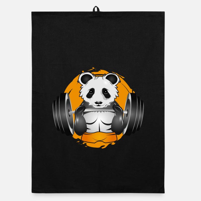 Bodybuilder Panda Bear With Barbell In Gym Patch Organic dish towel