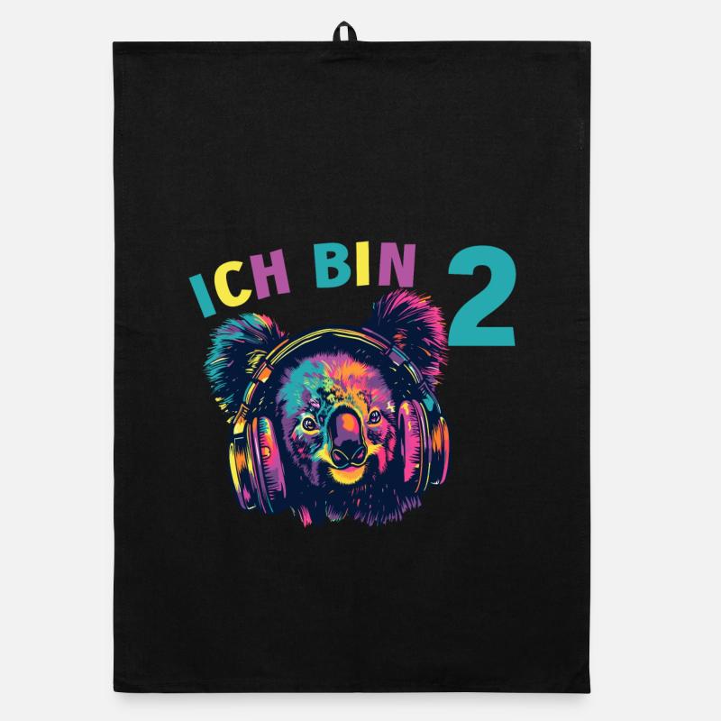 Koala Koalabär 2 Geburtstag mit Kopfhörer Musik Organic Geschirrtuch