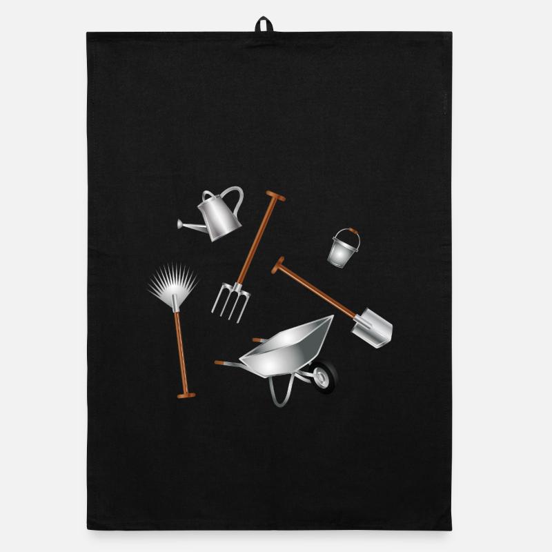 Classic Garden Tools Set Illustration Organic dish towel