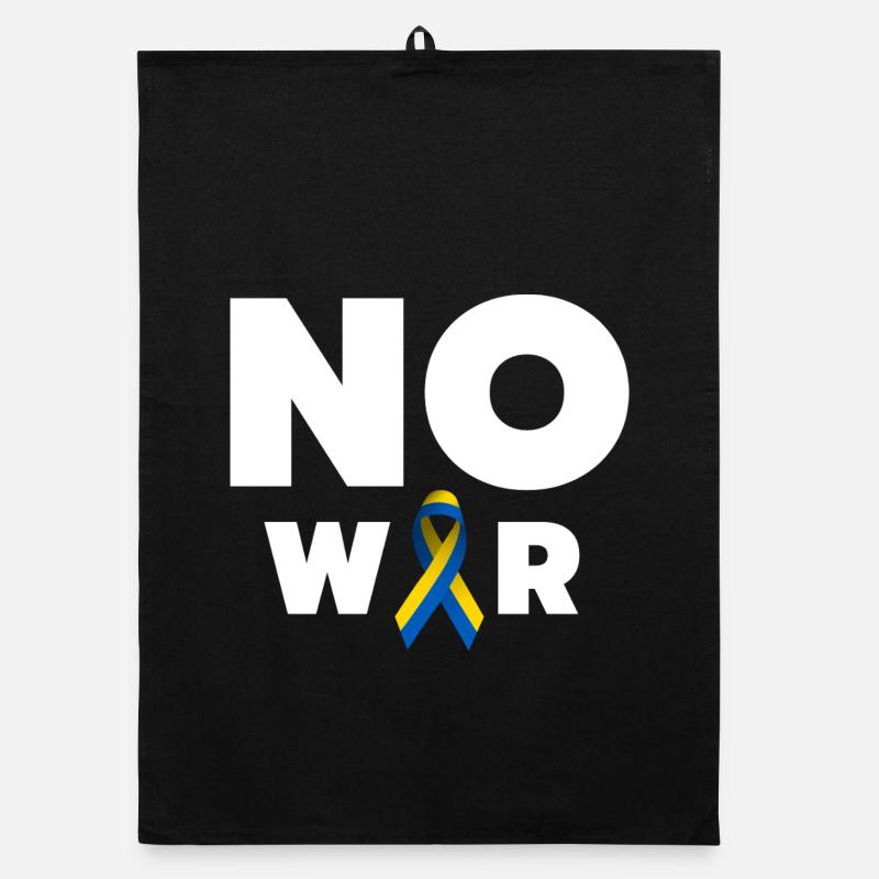 Texte « Pas de guerre » avec ruban de solidarité ukrainien Torchon bio