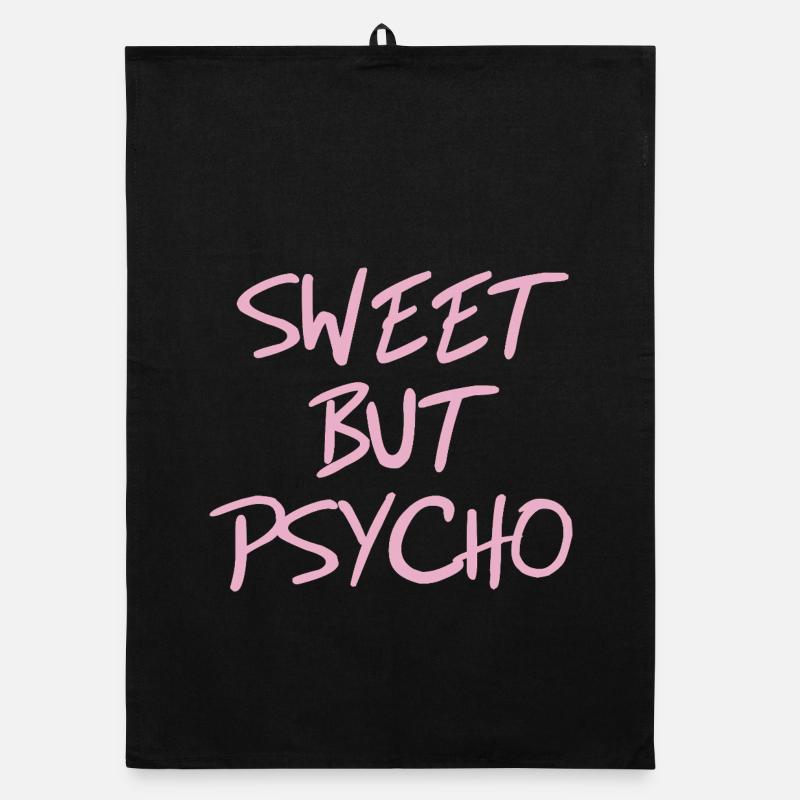 Sweet but Psycho Spruch in Pink Organic Geschirrtuch