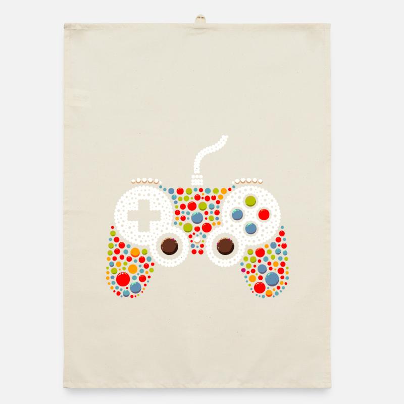 Pointillist Game Controller Organic dish towel