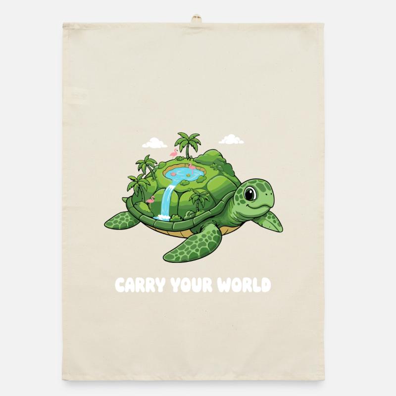 Insel-Schildkröte mit Wasserfall Organic Geschirrtuch