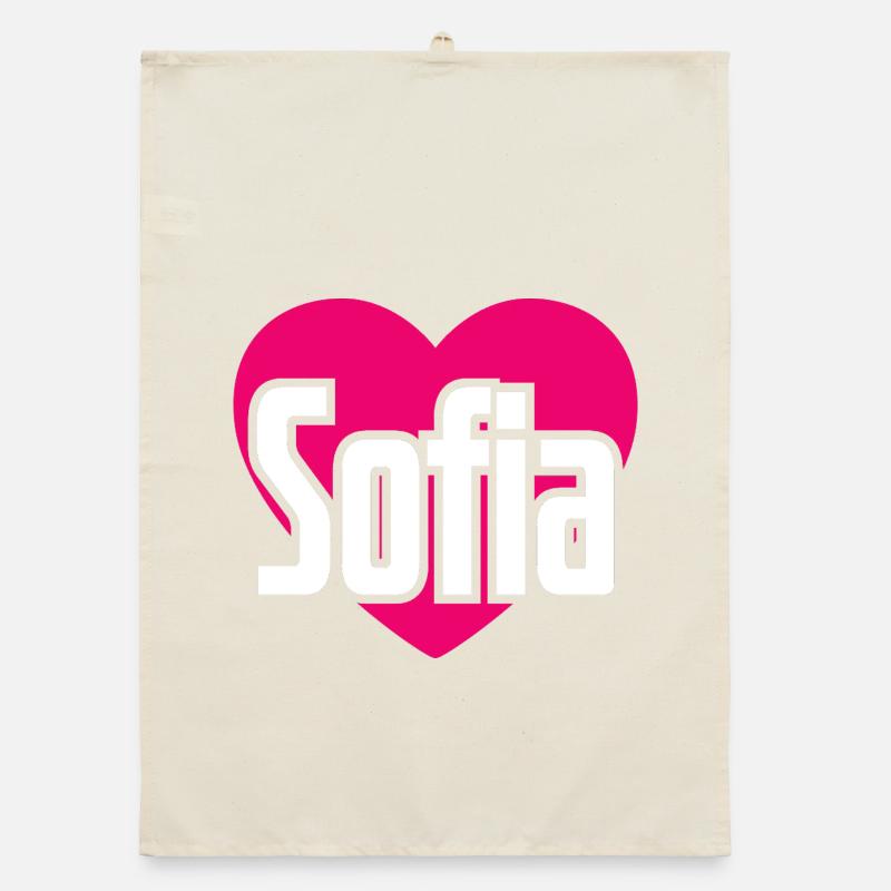I Love Sofia Pinkes Herz Ich liebe Sofia Organic Geschirrtuch
