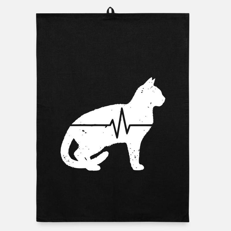 ECG Battement de cœur en train de garder un chat Vintage Vector Torchon bio