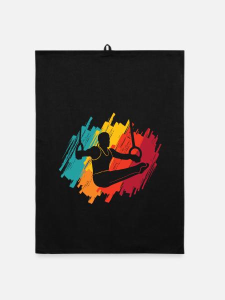 Turner Retro Gymnastik Ringeturnen Turnen - Organic Geschirrtuch - Schwarz