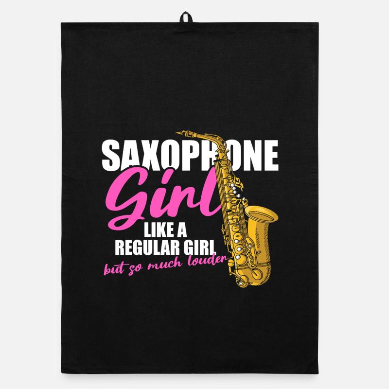 Fille saxophone Joueuse de saxophone Torchon bio